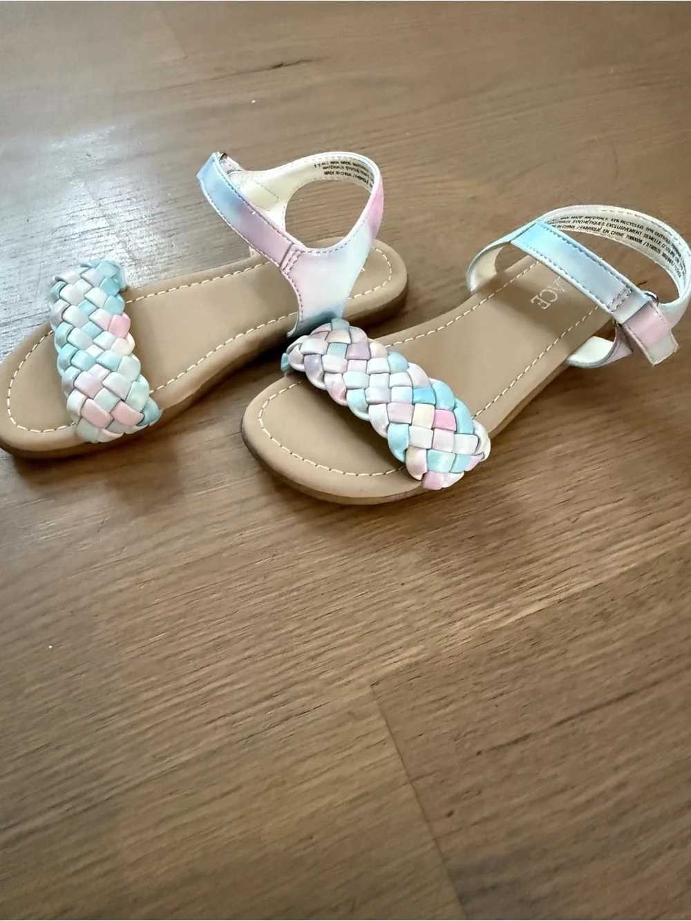 The Children's Place Pastel Braided Strap Sandals - Pink & Light Blue